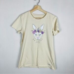 Life Is Good Be Hoppy Flower Crown Bunny‎ Crusher T-Shirt Size Medium